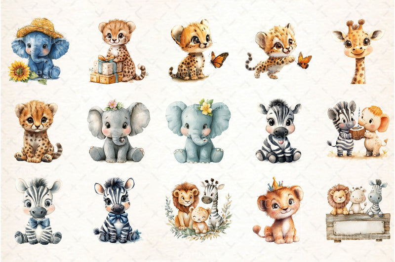 Cute Safari Animals Clipart Bundle 2 - CraftNest - Digital Crafting and Art