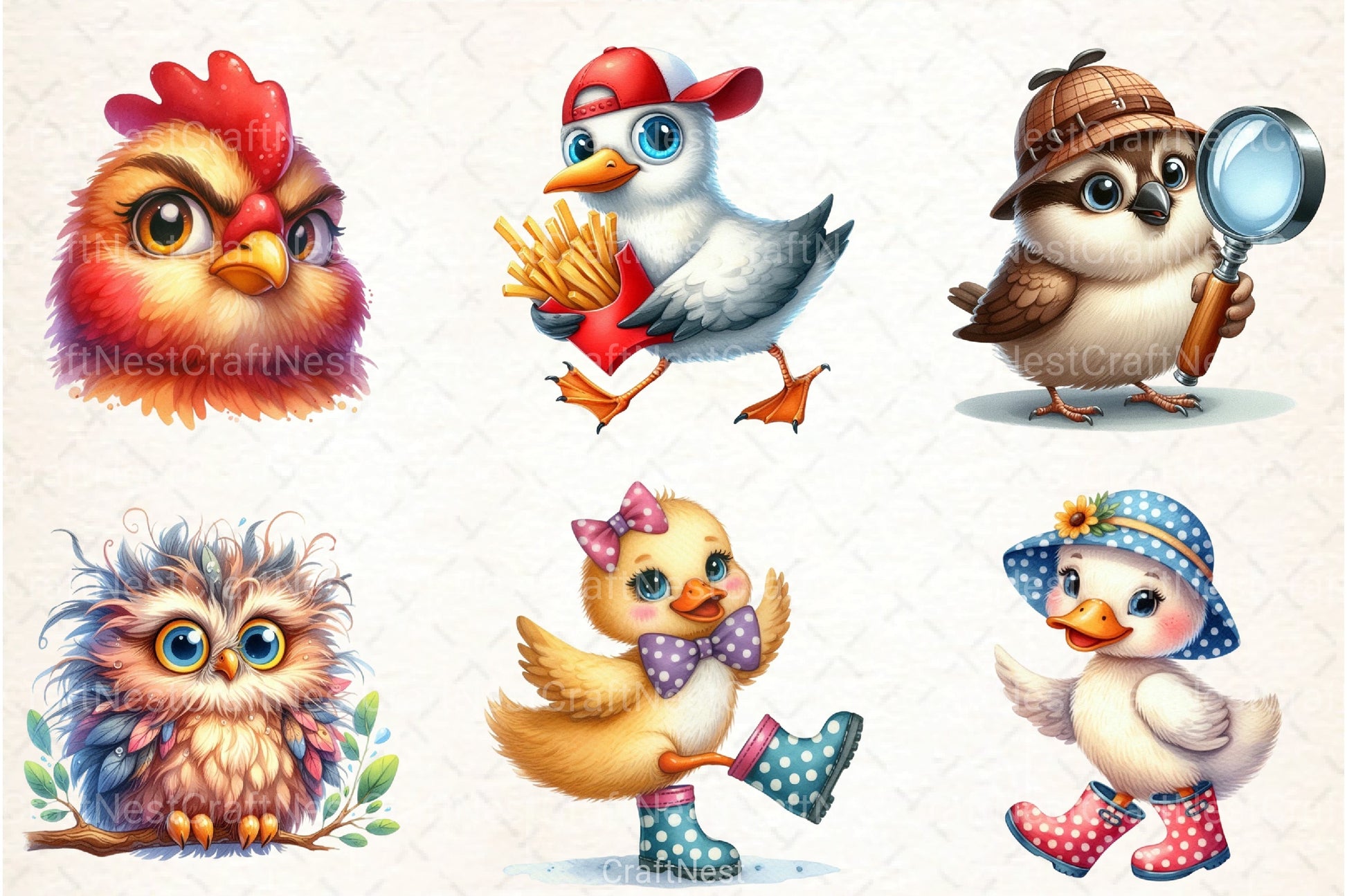 Quirky Funny Bird Clipart Bundle - CraftNest - Digital Crafting and Art