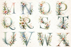 Floral Alphabet Letters Clipart Bundle - CraftNest - Digital Crafting and Art