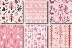 Pink Scandinavian Christmas Patterns Clipart Bundle - CraftNest - Digital Crafting and Art