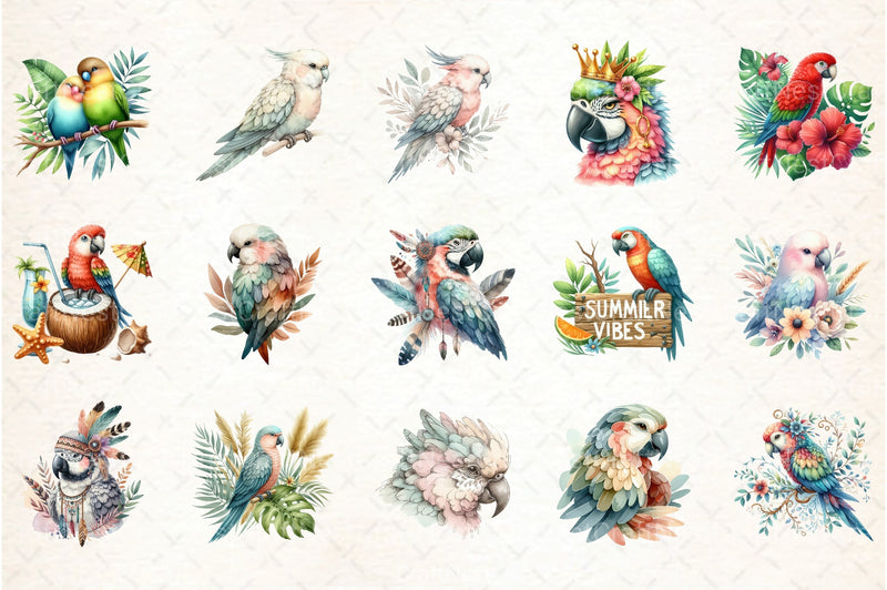 Summer Parrot Clipart Bundle 23 - CraftNest - Digital Crafting and Art