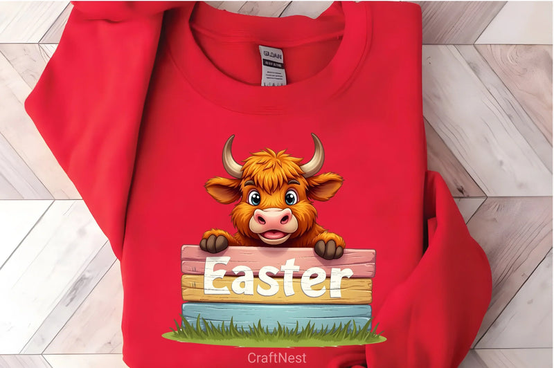 Easter Highland Cow Clipart Bundle 8 - CraftNest - Digital Crafting and Art