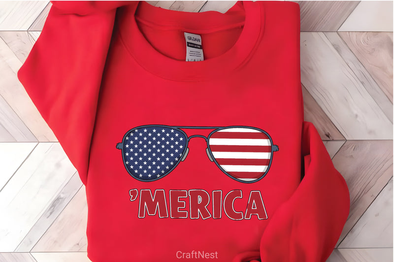 4th of July Merica Glasses Shirt Clipart Bundle - CraftNest - Digital Crafting and Art
