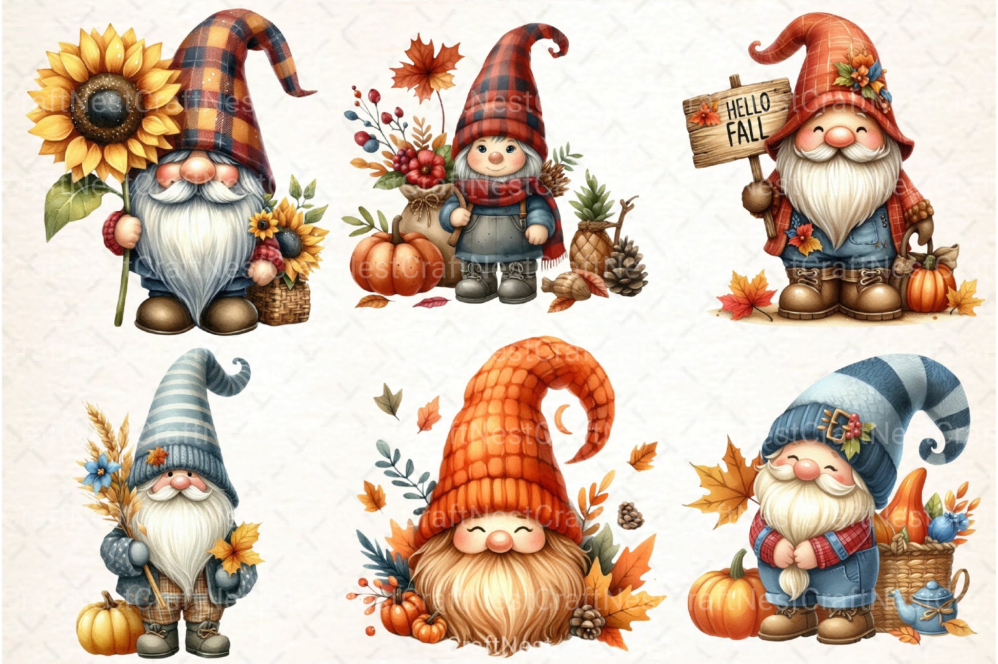 Fall Gnomes Clipart Bundle - CraftNest - Digital Crafting and Art