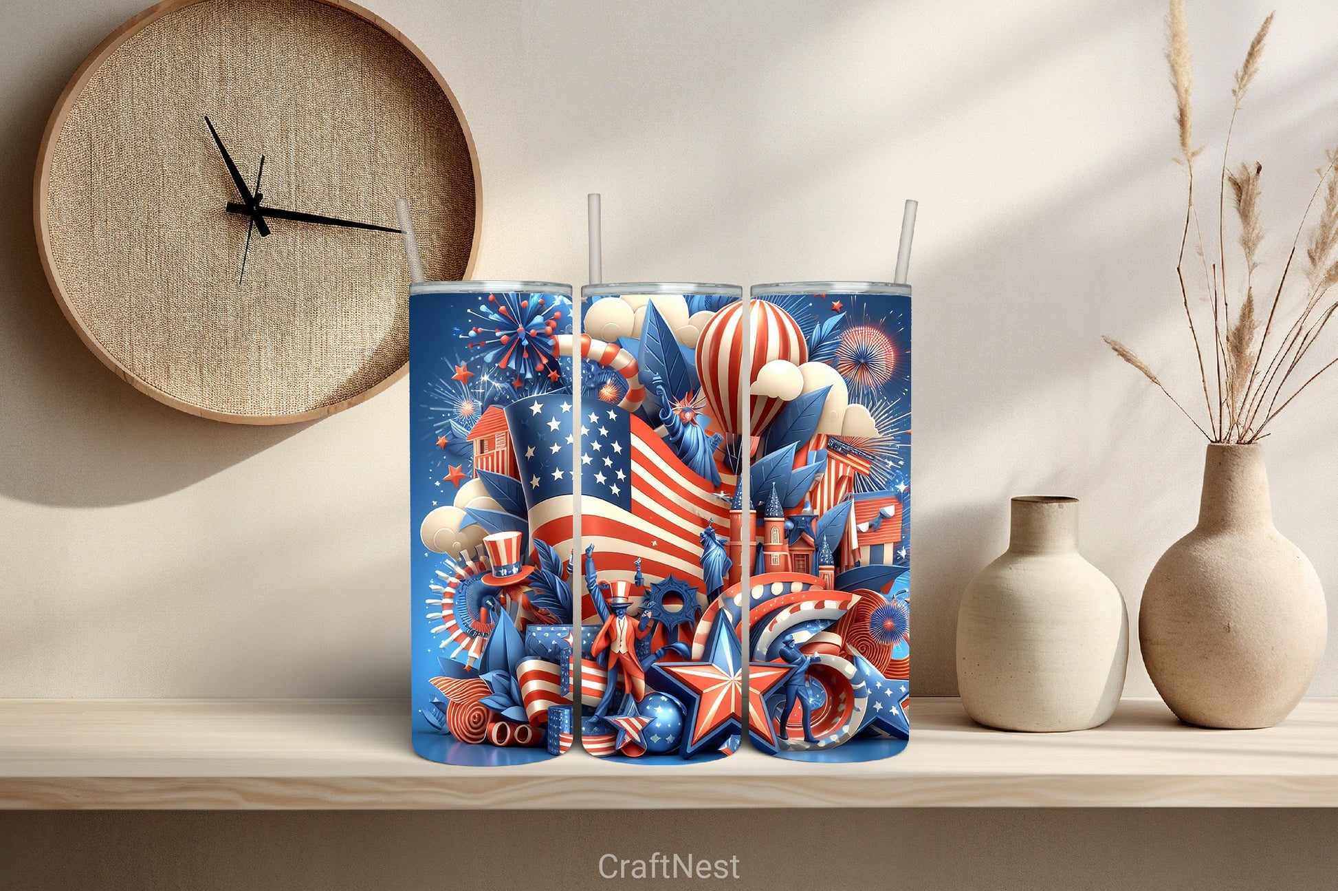 4th of July Tumbler Wrap Bundle 146 - CraftNest - Digital Crafting and Art