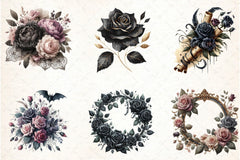 Dark Moody Gothic Flower Clipart Bundle 12 - CraftNest - Digital Crafting and Art
