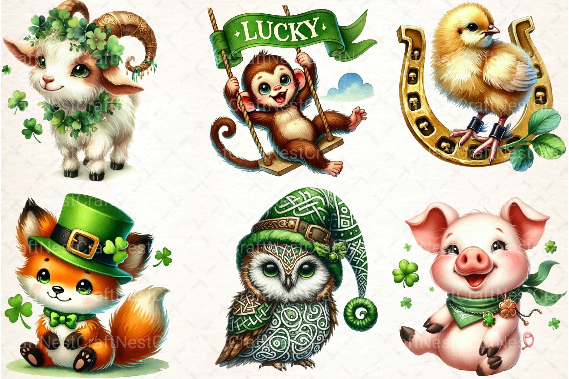 St. Patrick's Day Animals Clipart Bundle 77 - CraftNest - Digital Crafting and Art