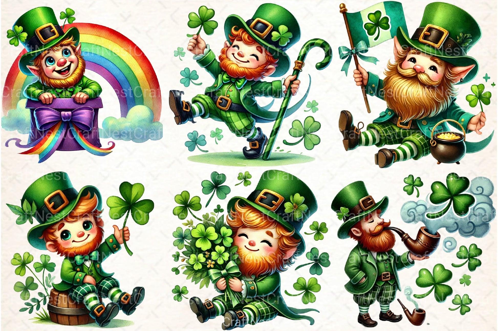 St. Patrick's Day Leprechaun Clipart Bundle 2 - CraftNest - Digital Crafting and Art