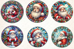 Round Santa Stained Glass Clipart Bundle 99 - CraftNest - Digital Crafting and Art