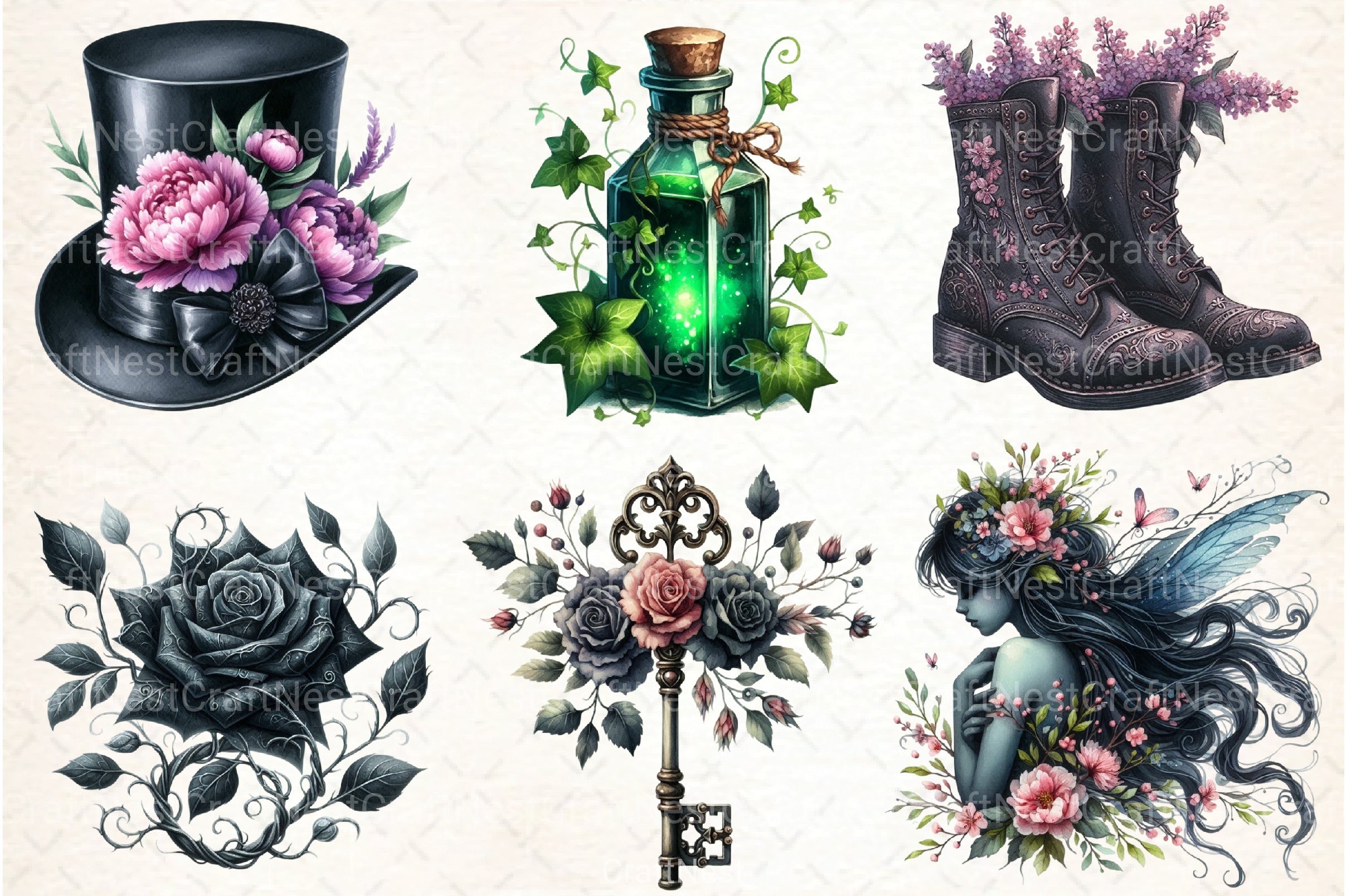 Gothic Spring Clipart Bundle 33 - CraftNest - Digital Crafting and Art