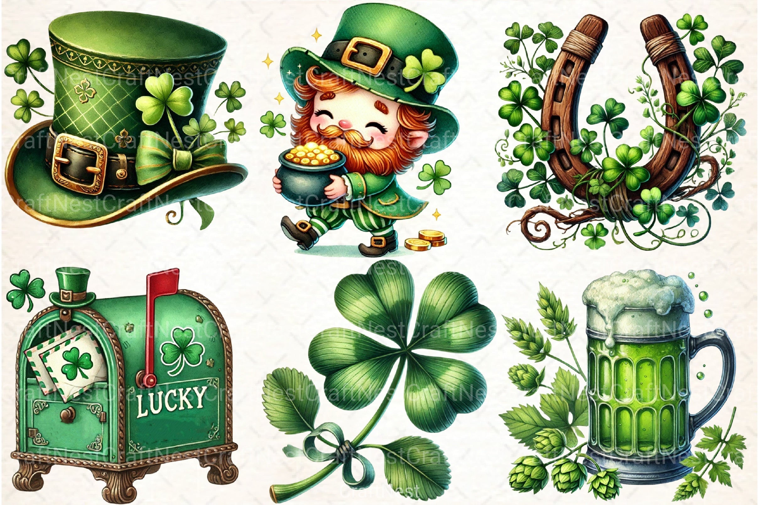 Retro St. Patrick's Day Clipart Bundle 2 - CraftNest - Digital Crafting and Art