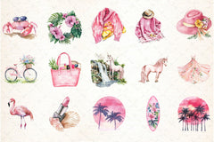 Summer Pink Clipart Bundle - CraftNest - Digital Crafting and Art