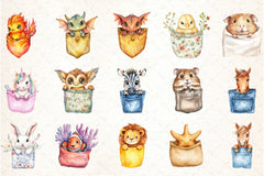 Peeking Cute Animals Pocket Clipart Bundle - CraftNest - Digital Crafting and Art