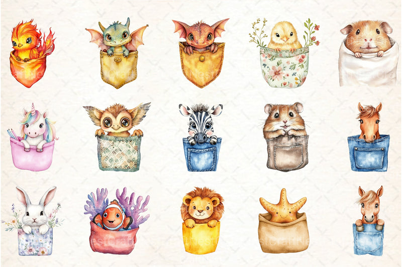 Peeking Cute Animals Pocket Clipart Bundle - CraftNest - Digital Crafting and Art