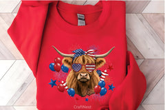 Patriotic Highland Cow Clipart Bundle 4 - CraftNest - Digital Crafting and Art