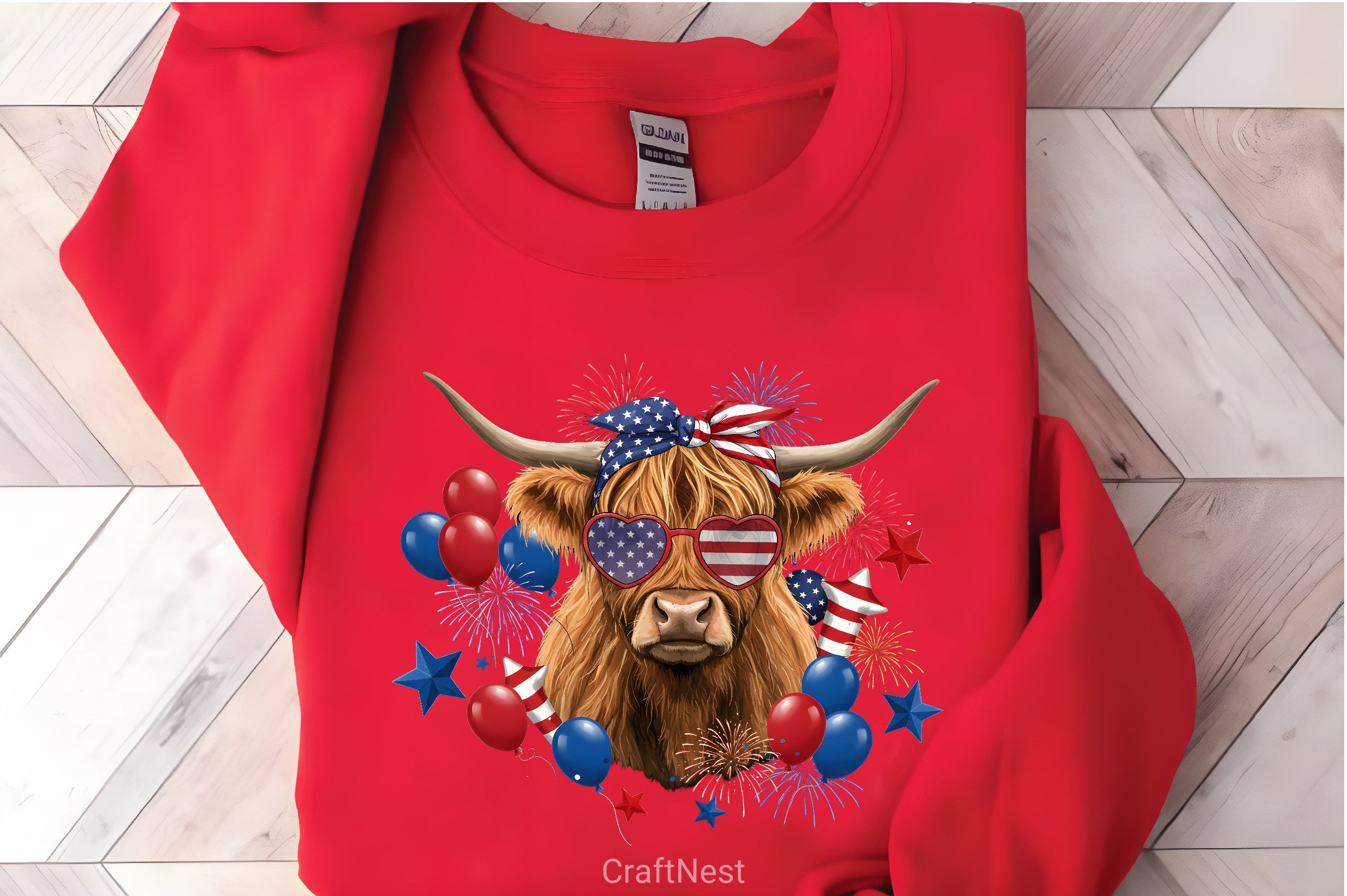 Patriotic Highland Cow Clipart Bundle 4 - CraftNest - Digital Crafting and Art