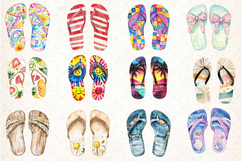 Retro Summer Flip Flops Clipart Bundle 77 - CraftNest - Digital Crafting and Art