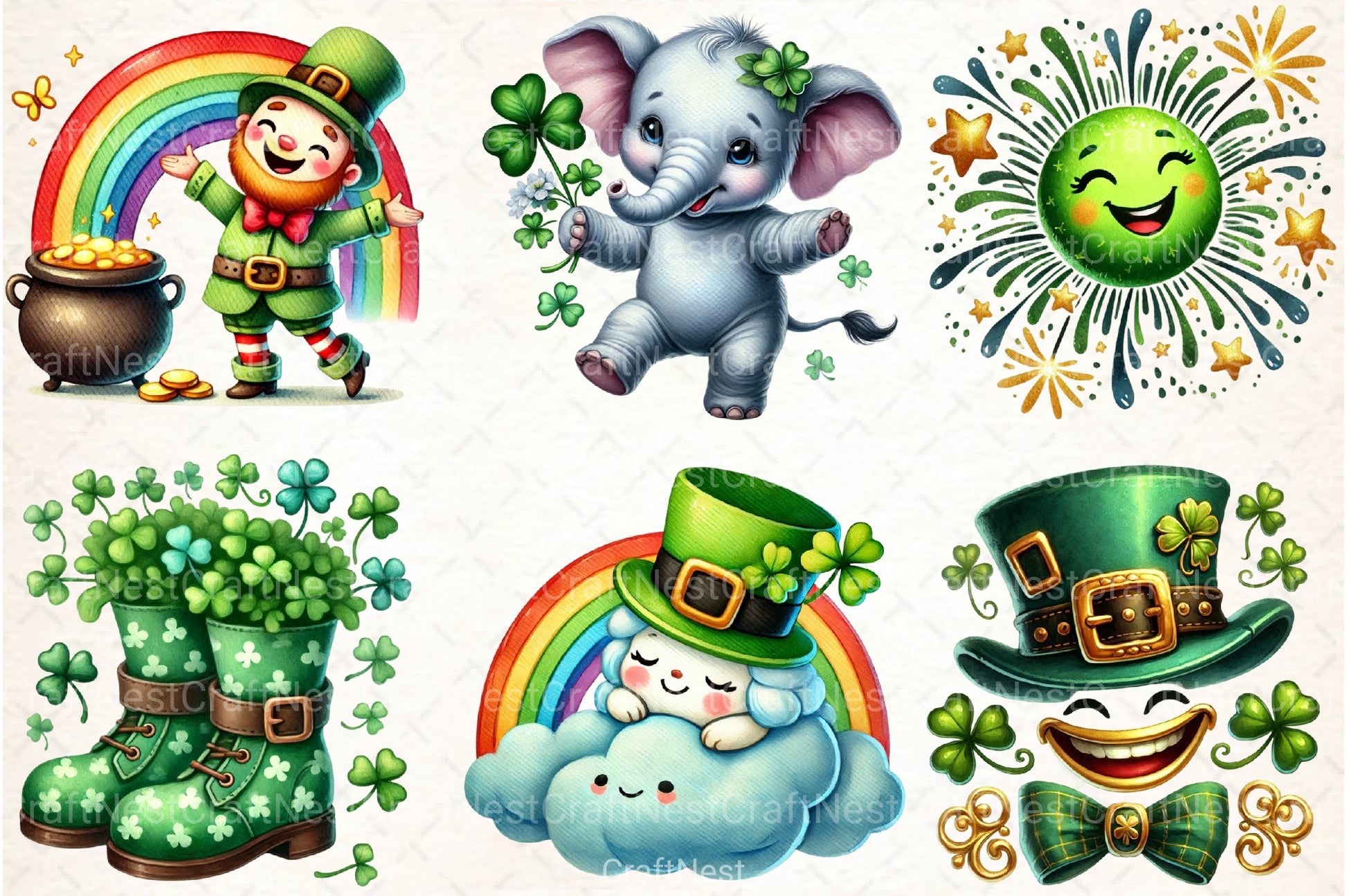 Smiling Cartoon St. Patrick's Day Clipart Bundle - CraftNest - Digital Crafting and Art