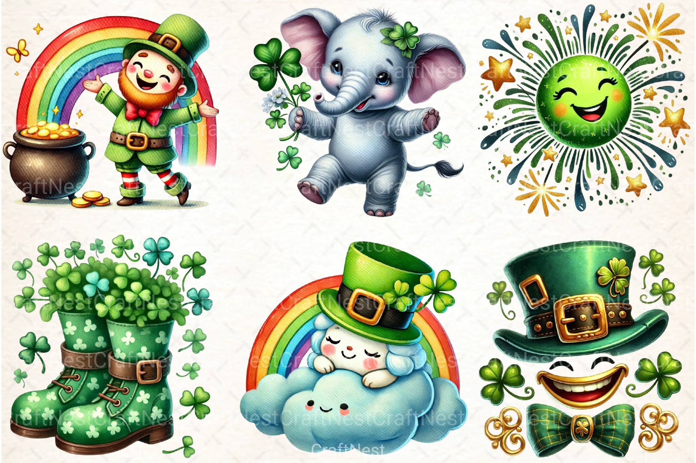 Smiling Cartoon St. Patrick's Day Clipart Bundle - CraftNest - Digital Crafting and Art