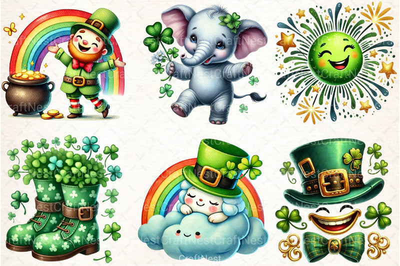 Smiling Cartoon St. Patrick's Day Clipart Bundle - CraftNest - Digital Crafting and Art