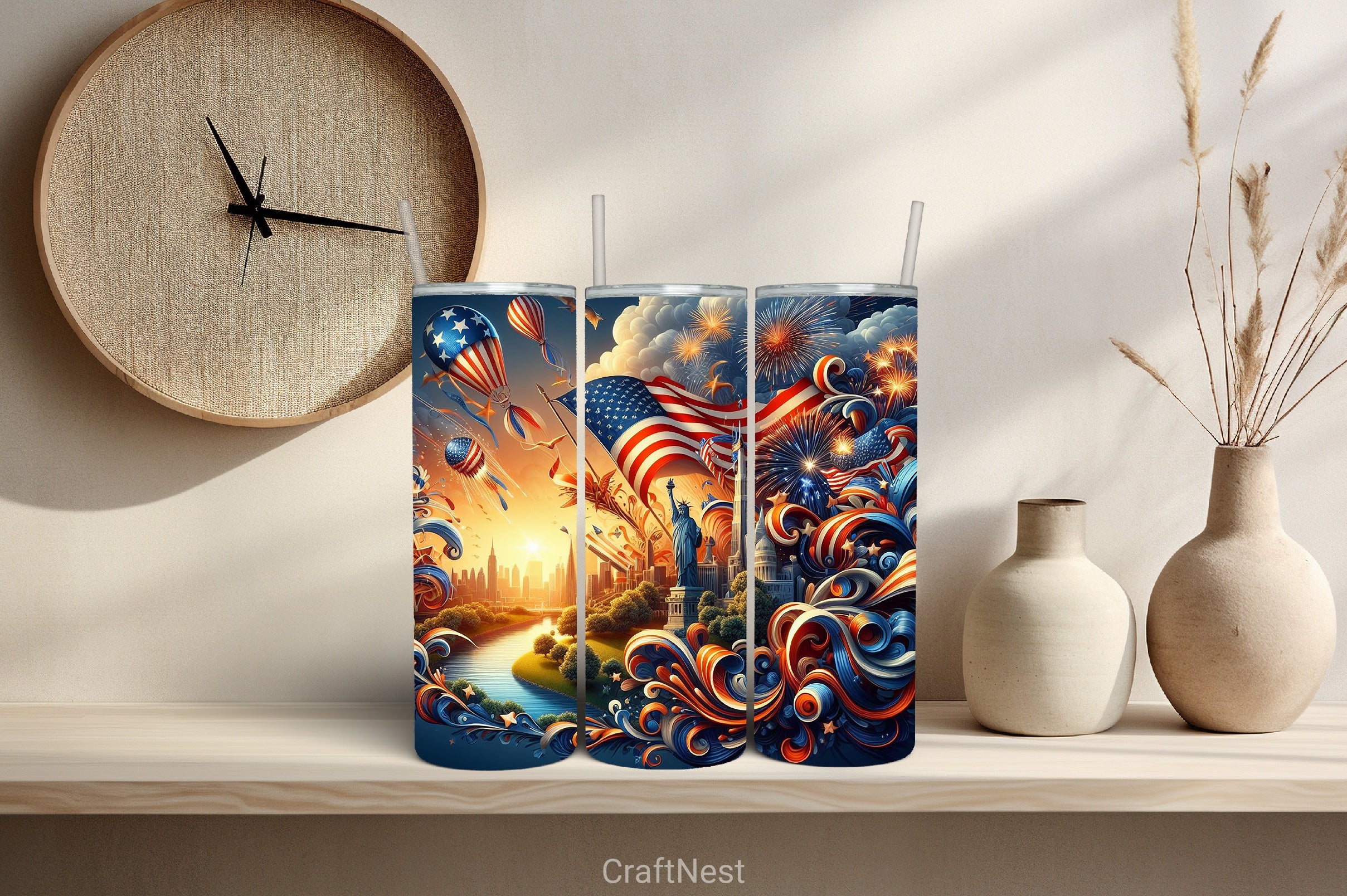 4th of July Tumbler Wrap Bundle 133 - CraftNest - Digital Crafting and Art