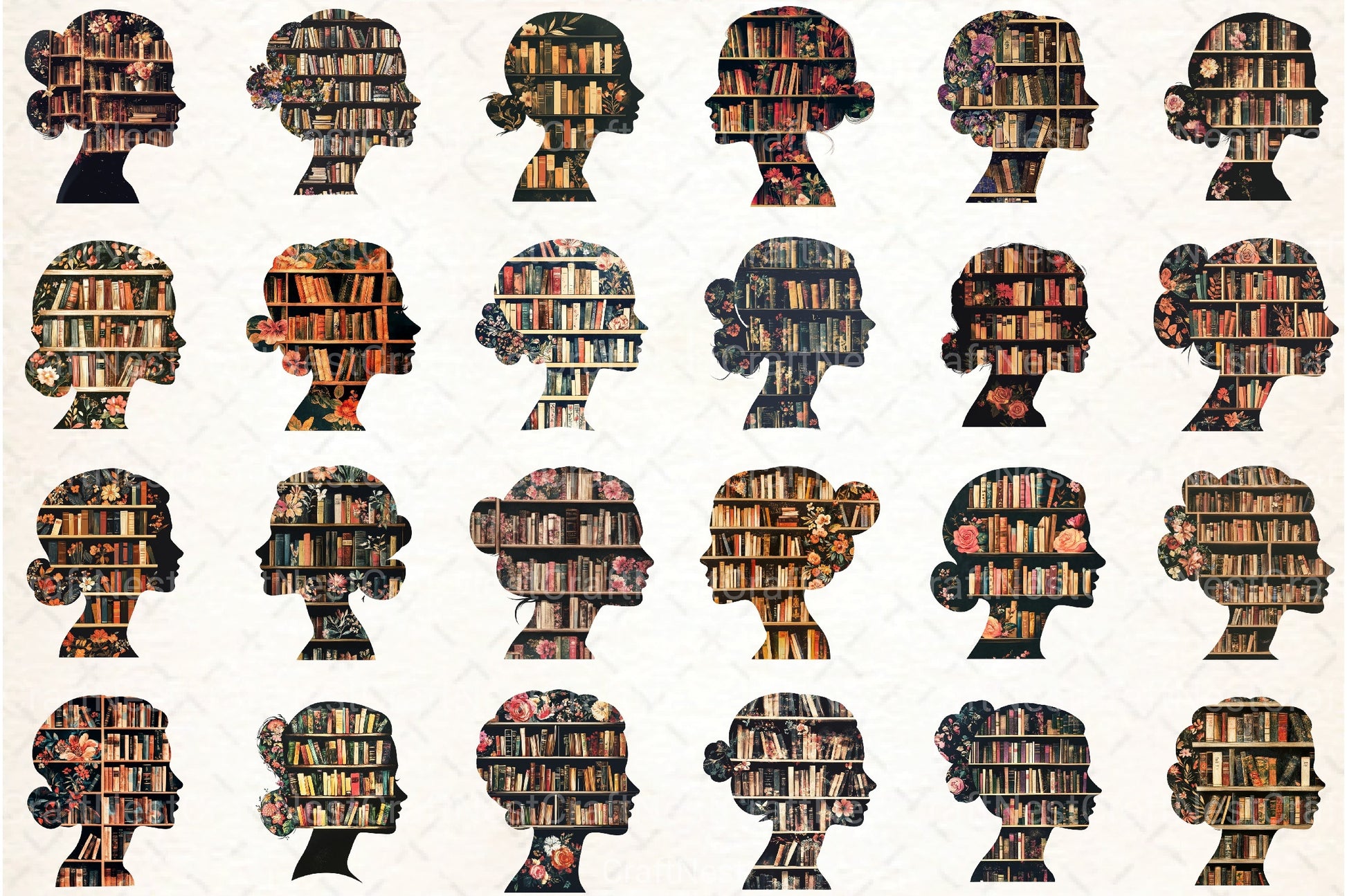 Book Girl and Library Clipart Bundle 99 - CraftNest - Digital Crafting and Art