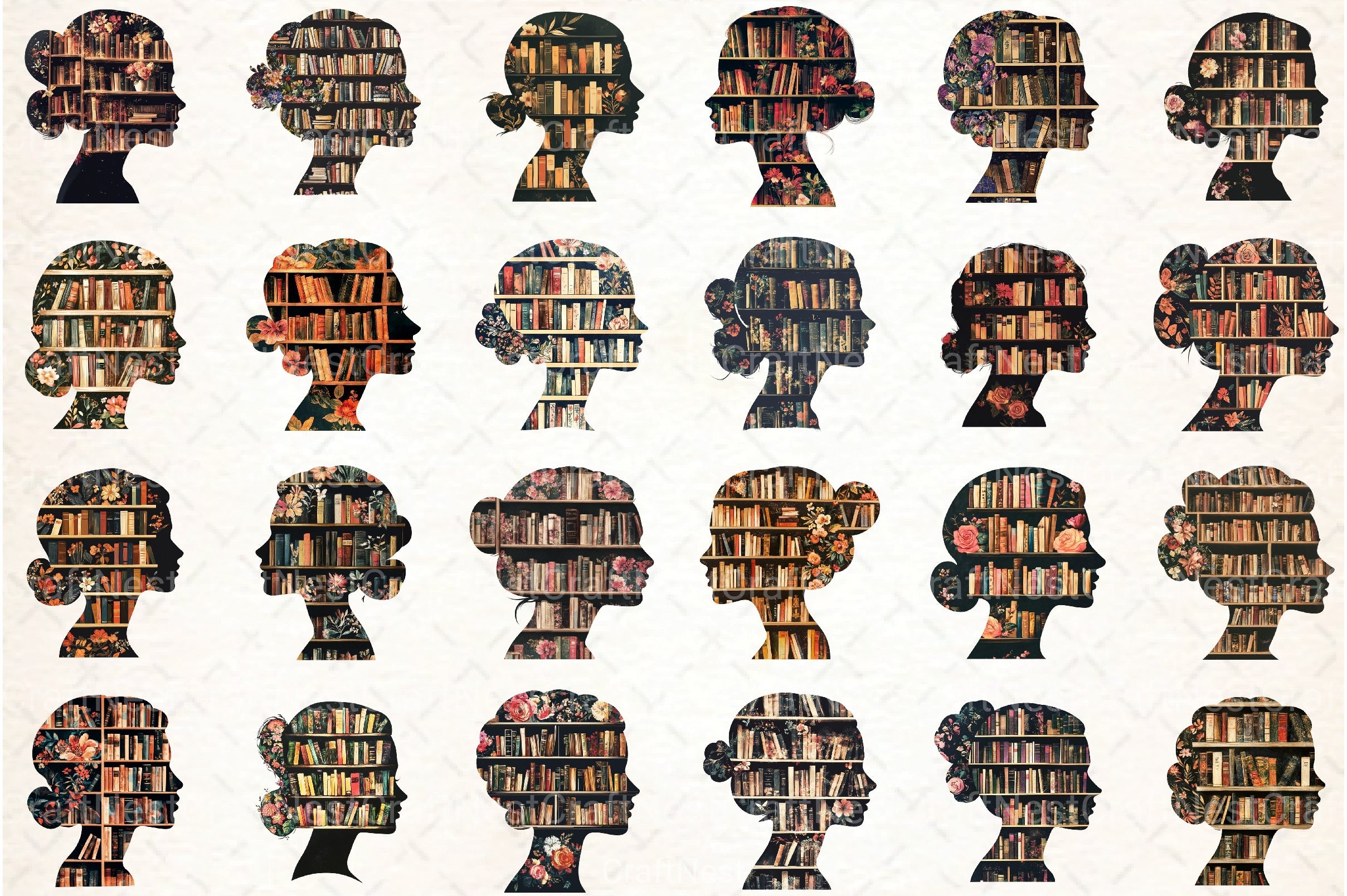 Book Girl and Library Clipart Bundle 99 - CraftNest - Digital Crafting and Art