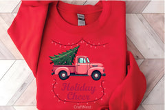 Vintage Pink Pickup Christmas Tree Clipart Bundle - CraftNest - Digital Crafting and Art