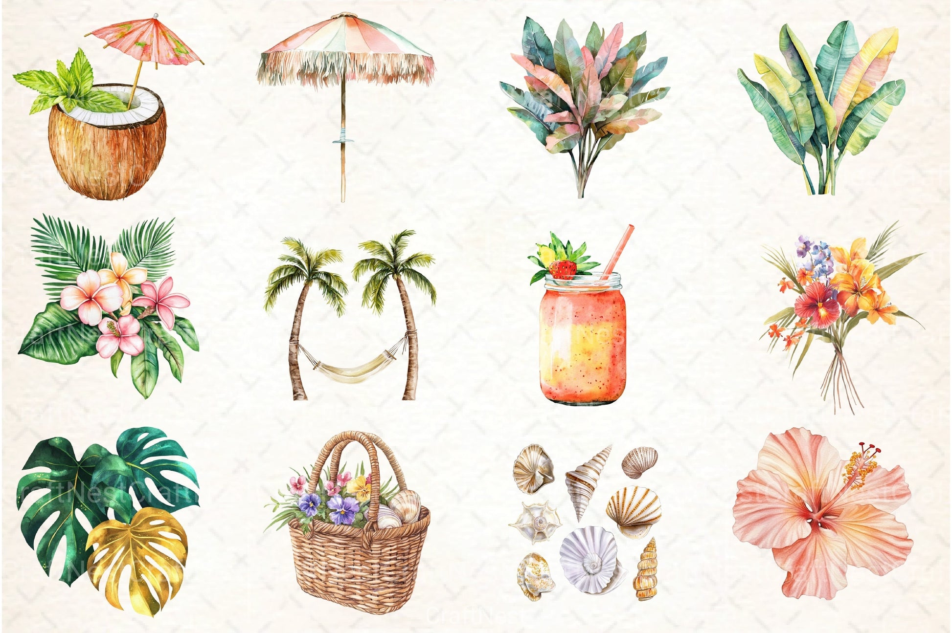 Tropical Summer Aesthetic Clipart Bundle 2 - CraftNest - Digital Crafting and Art