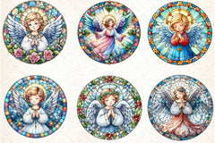 Round Angel Stained Glass Clipart Bundle - CraftNest - Digital Crafting and Art