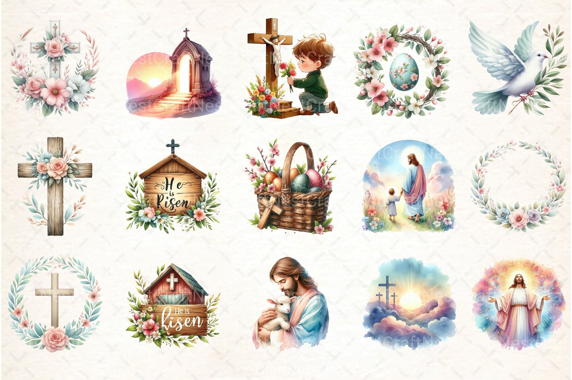 Pastel Christian Easter Clipart Bundle 1 - CraftNest - Digital Crafting and Art