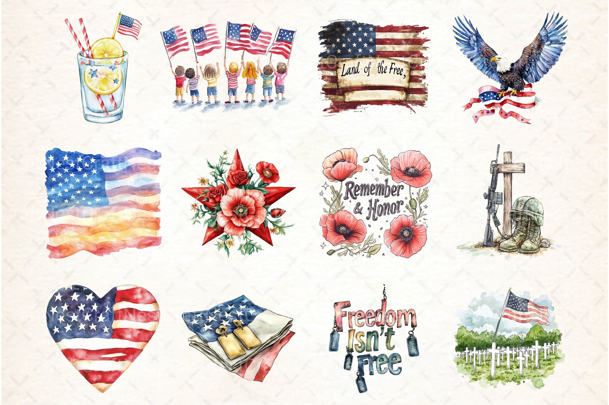 Memorial Day Clipart Bundle 27 - CraftNest - Digital Crafting and Art