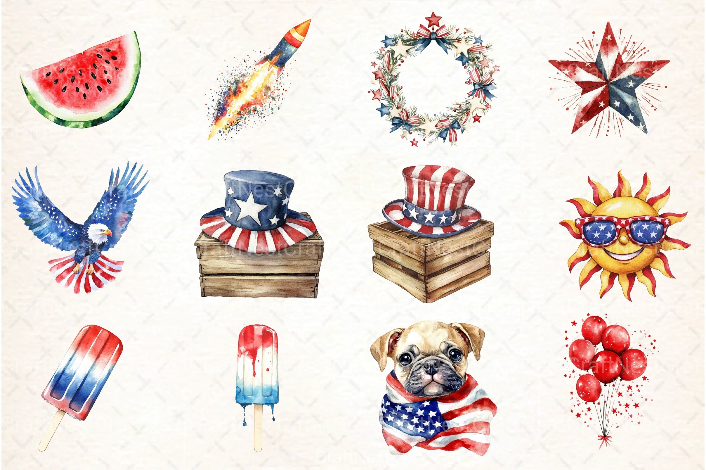 4th of July Clipart Bundle 1234 - CraftNest - Digital Crafting and Art