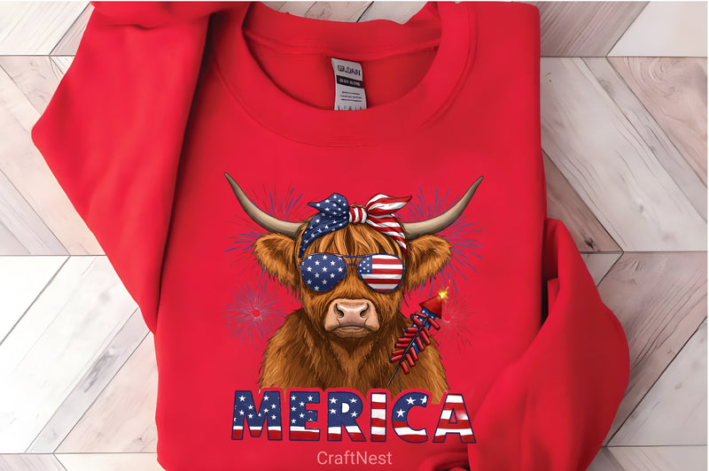 July 4th Highland Cow Clipart Bundle - CraftNest - Digital Crafting and Art