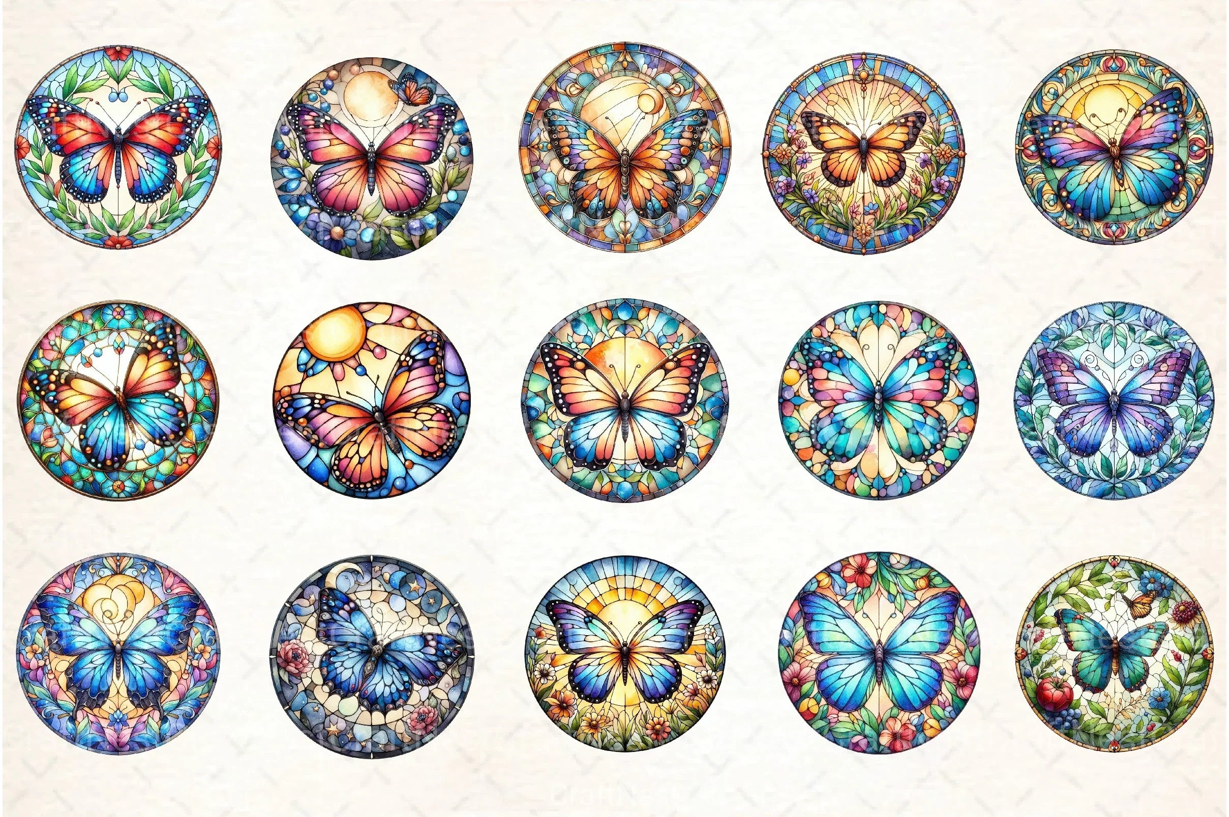 Stained Glass Butterfly Summer Clipart Bundle - CraftNest - Digital Crafting and Art