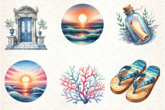 Mediterranean Beach Clipart Bundle 99 - CraftNest - Digital Crafting and Art