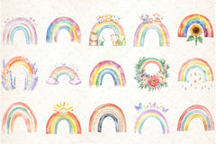 Cute Pastel Boho Rainbow Clipart Bundle - CraftNest - Digital Crafting and Art