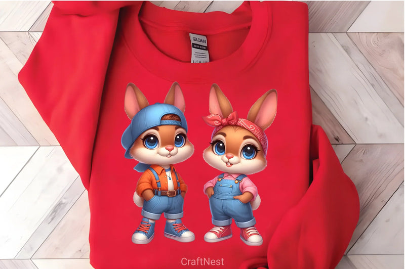 Hip Hop Couple Bunny Easter Clipart Bundle 3 - CraftNest - Digital Crafting and Art