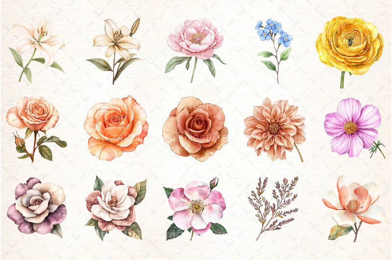 Boho Flower Clipart Bundle - CraftNest - Digital Crafting and Art