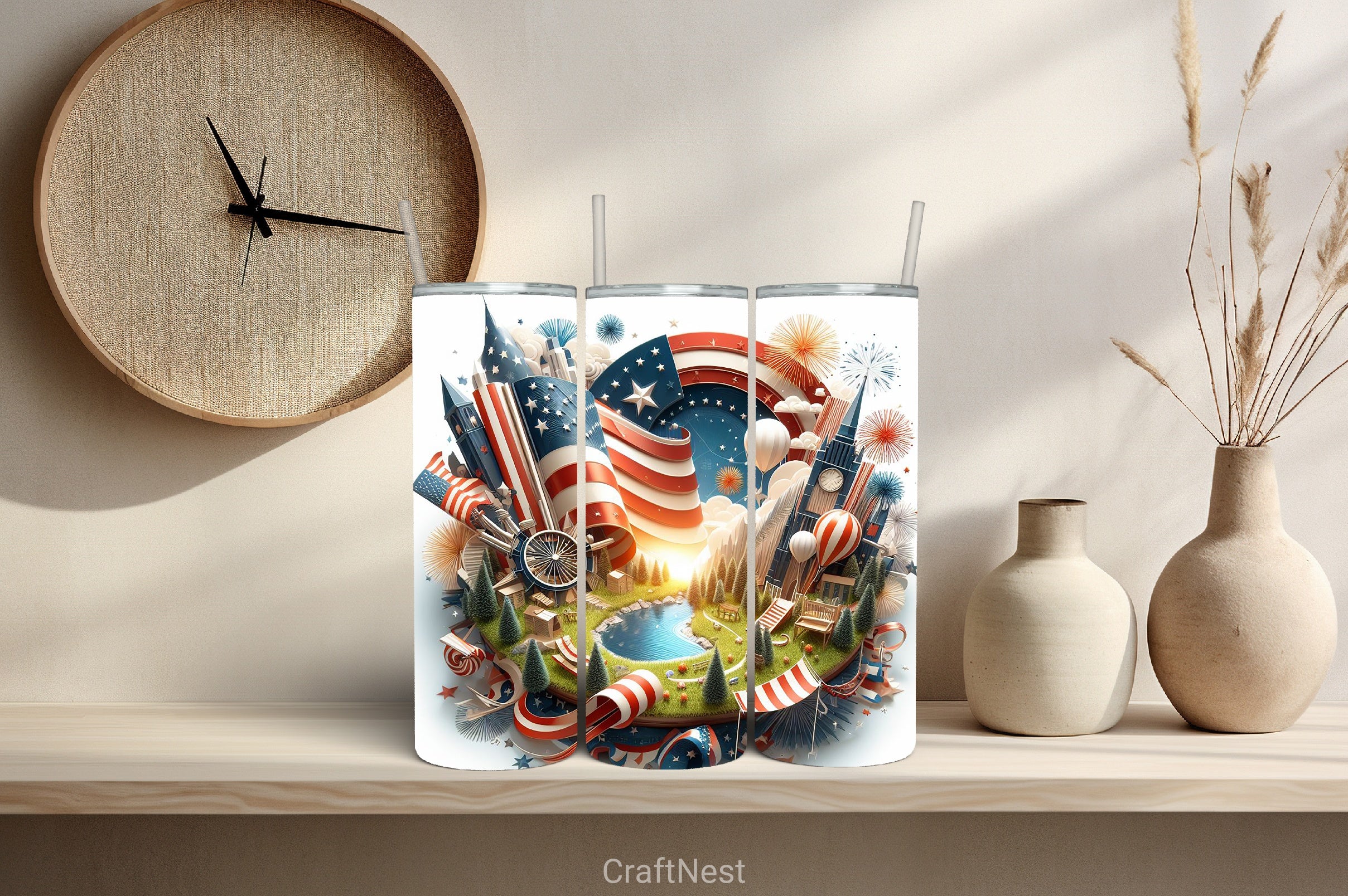 4th of July Tumbler Wrap Bundle 45 - CraftNest - Digital Crafting and Art