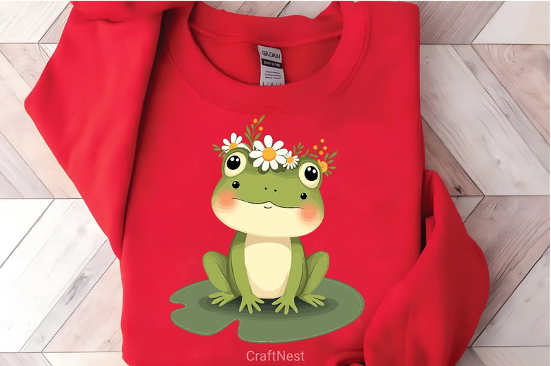 Green Frog Flower Crown Clipart Bundle - CraftNest - Digital Crafting and Art