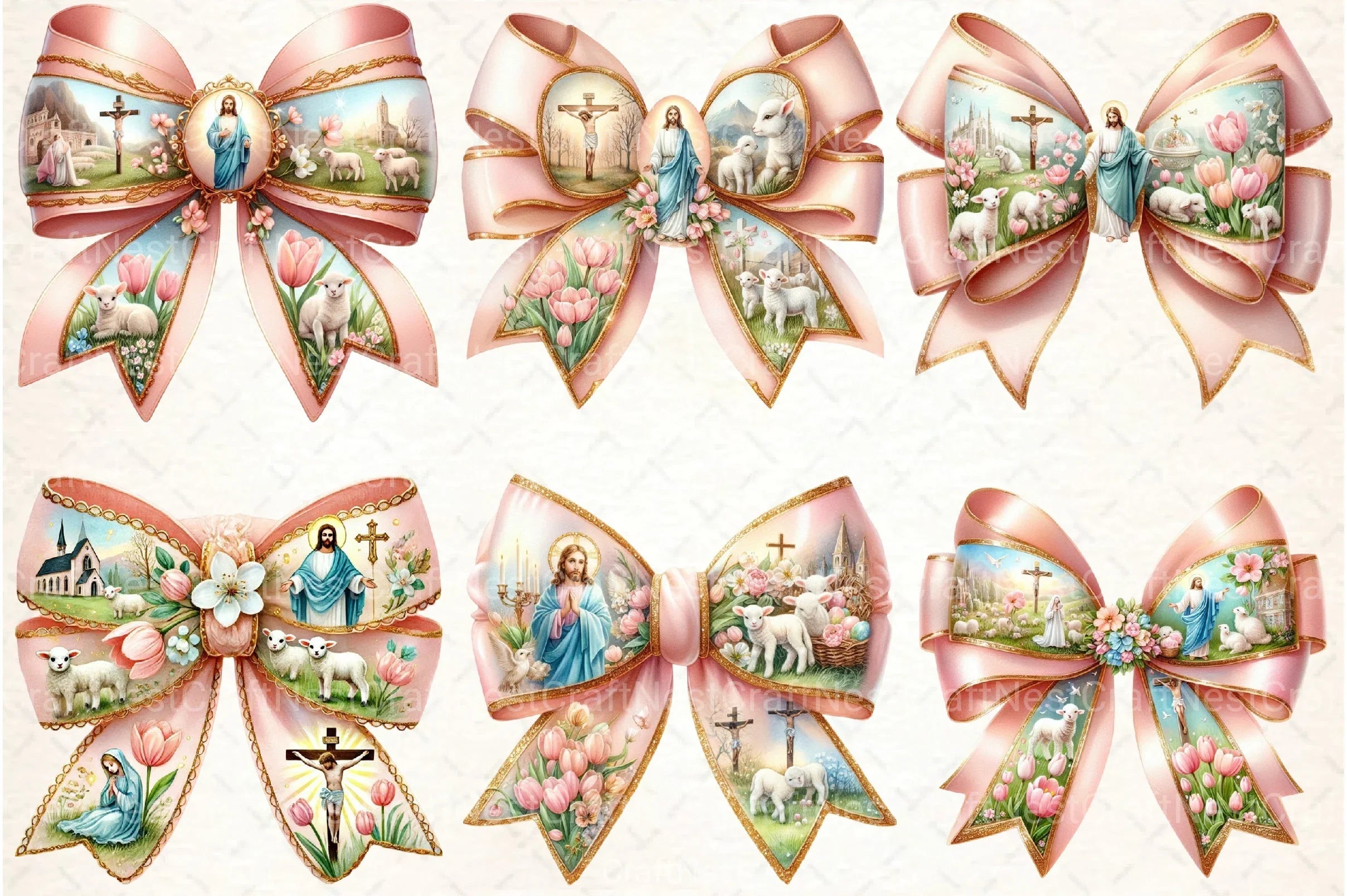 Easter Coquette Bow Clipart Bundle 2 - CraftNest - Digital Crafting and Art