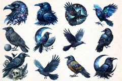 Midnight Blue Ravens Clipart Bundle - CraftNest - Digital Crafting and Art