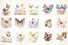 Butterfly Flowers Clipart Bundle 66 - CraftNest - Digital Crafting and Art