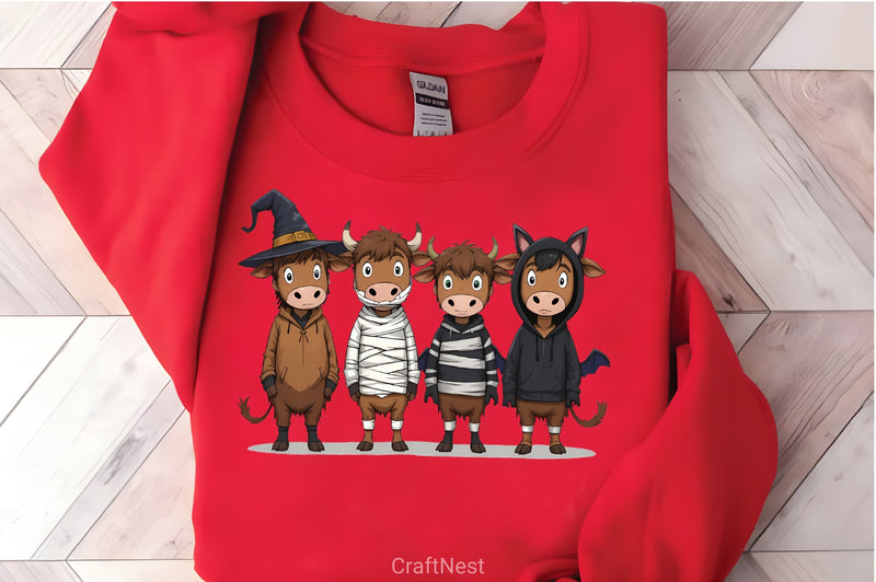 Cartoon Highland Cows Halloween Clipart Bundle - CraftNest - Digital Crafting and Art