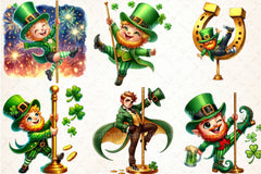 Green Leprechaun Dancing Pole Clipart Bundle - CraftNest - Digital Crafting and Art