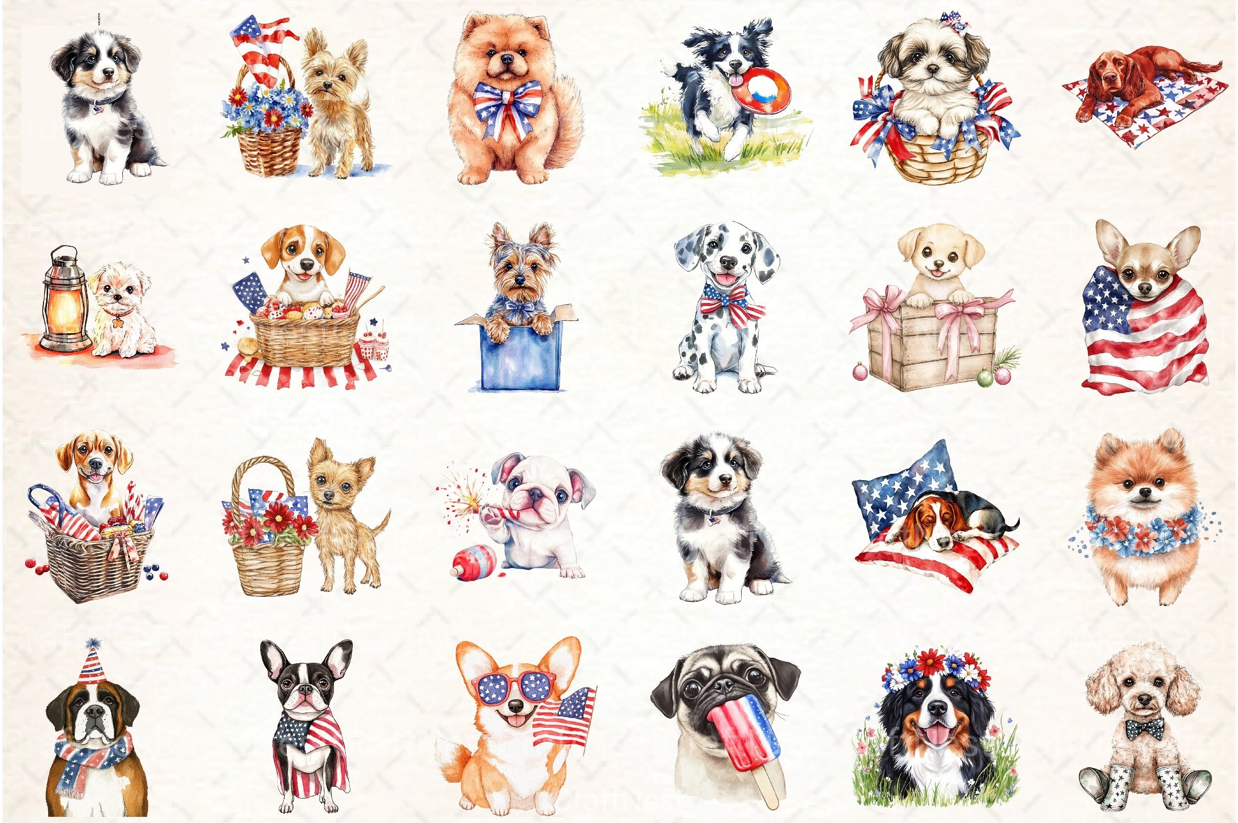Cute Dogs 4th of July Clipart Bundle - CraftNest - Digital Crafting and Art