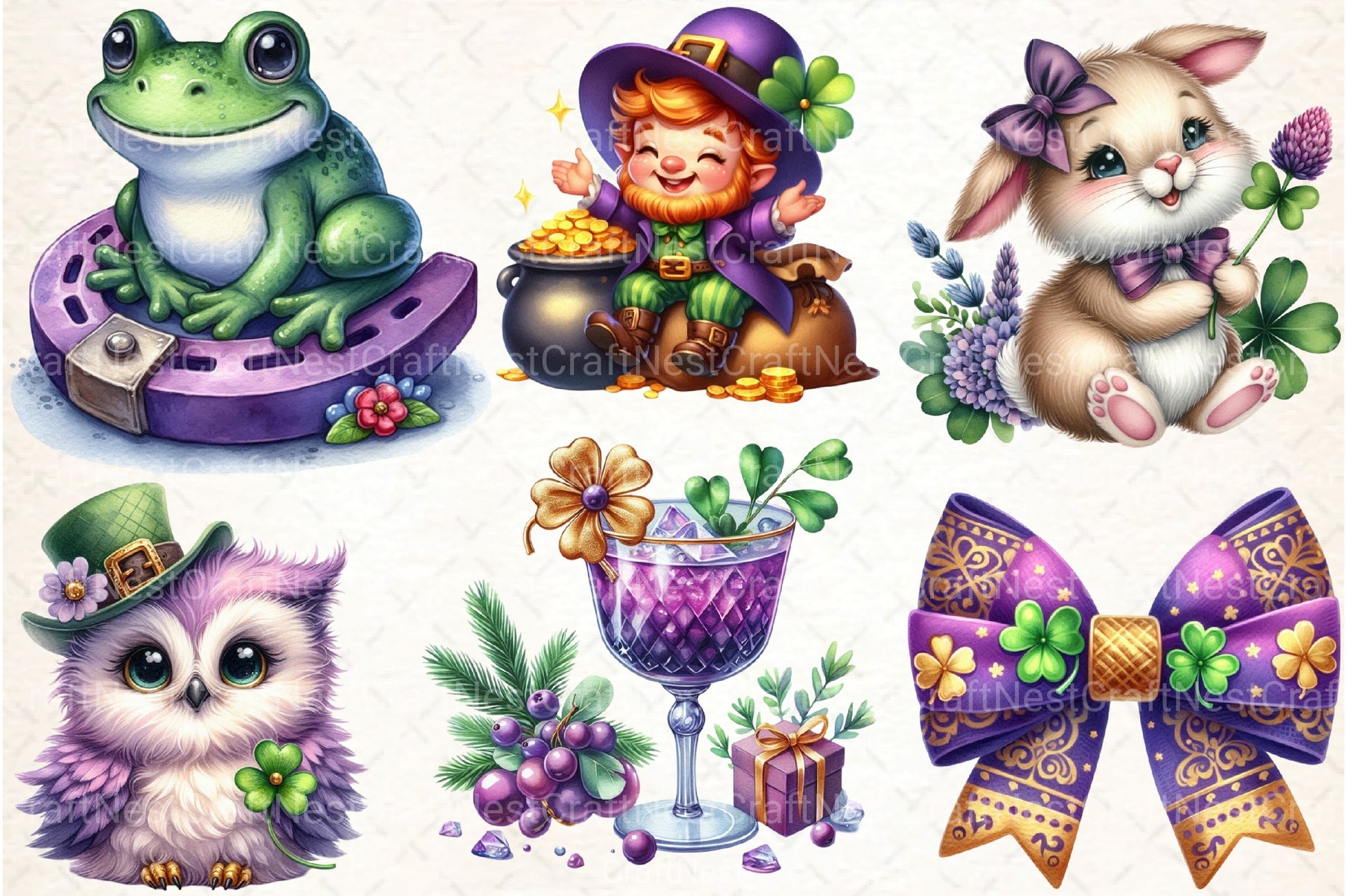 Purple St. Patrick's Day Clipart Bundle - CraftNest - Digital Crafting and Art