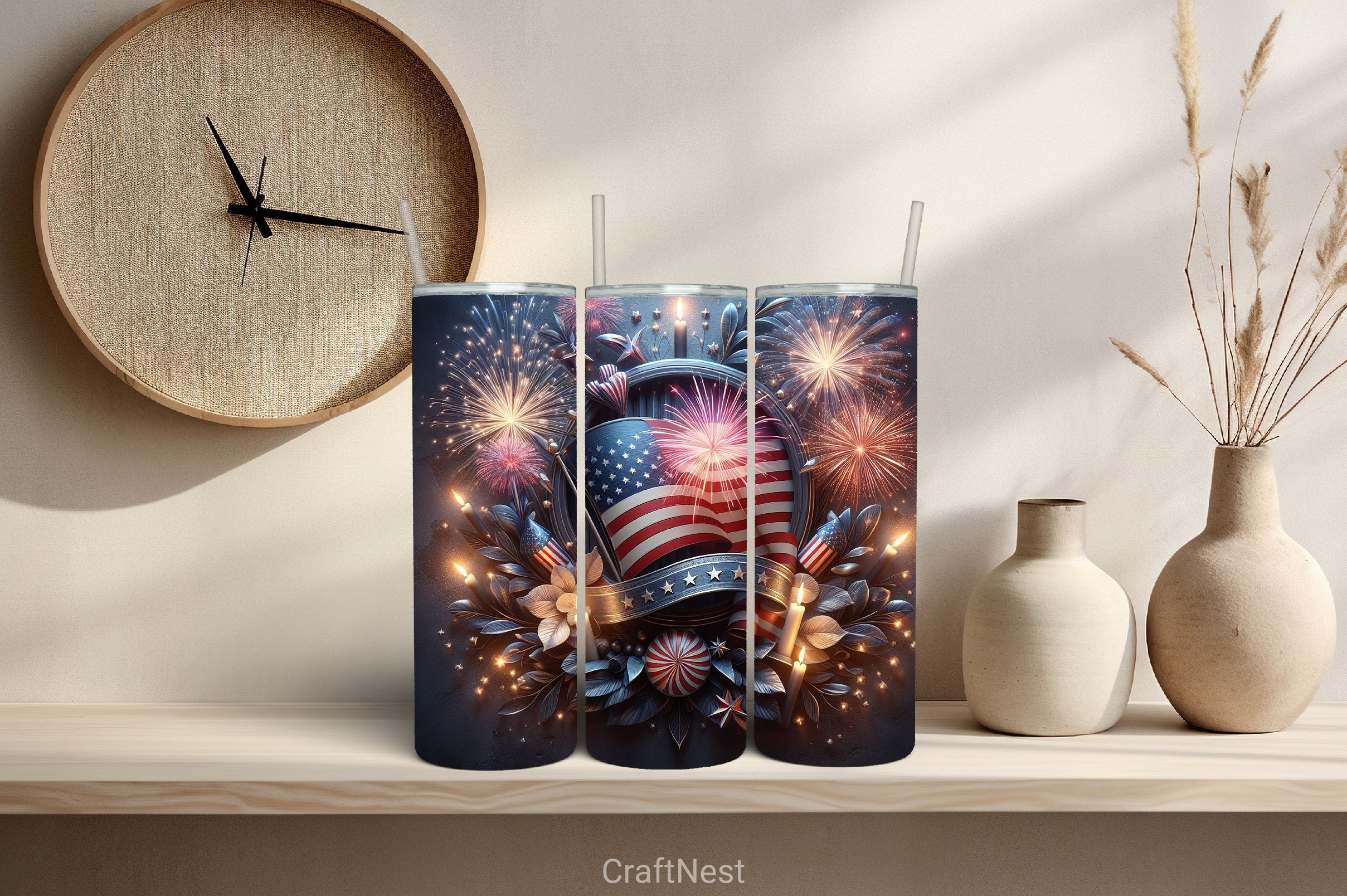 4th of July Tumbler Wrap Bundle 40 - CraftNest - Digital Crafting and Art