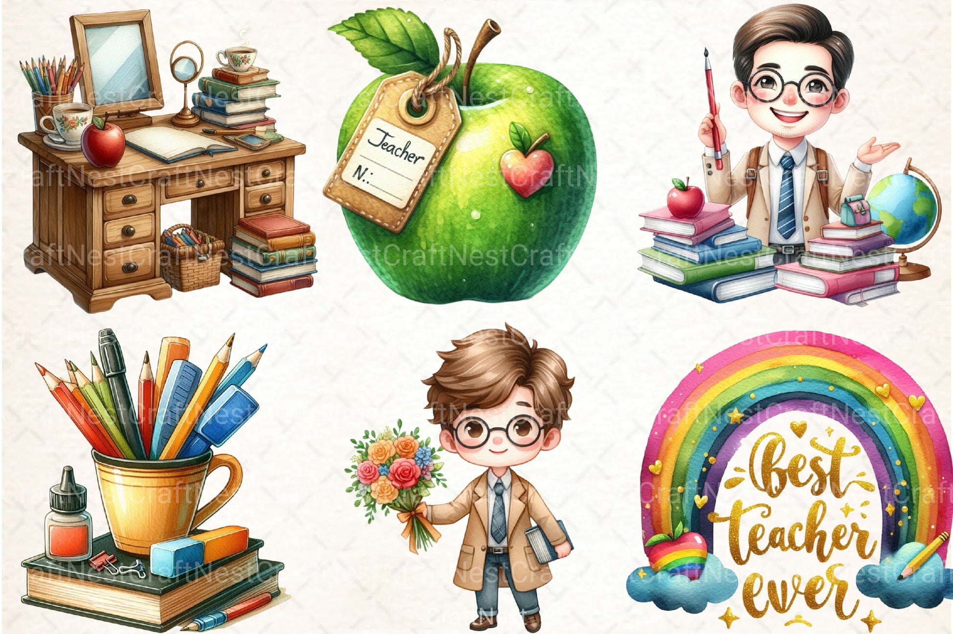 Best Teacher Ever Clipart Bundle - CraftNest - Digital Crafting and Art